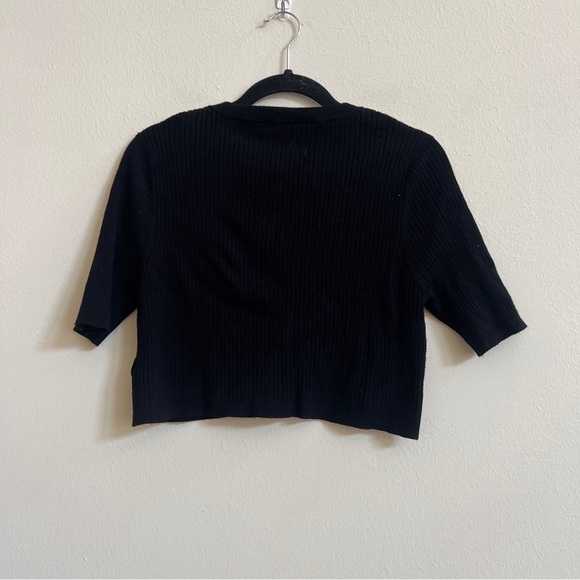 Seraphine Maternity Black Ribbed Short Sleeve Top 10 - Picture 3 of 3